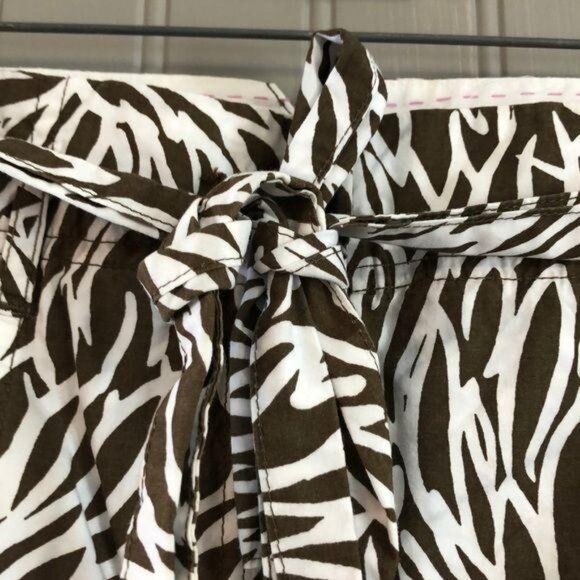 Lands End Womens Brown & White Floral Printed Skort Tie Waist Size 8 - Picture 5 of 10